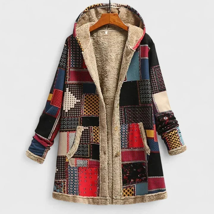 Dames vintage jas met capuchon en voering