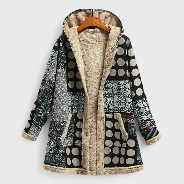 Dames vintage jas met capuchon en voering