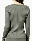 Stina | Gebreid V-hals shirt met medium stretch