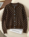 Gesine | Gebreid vest met polkadots en ronde halslijn