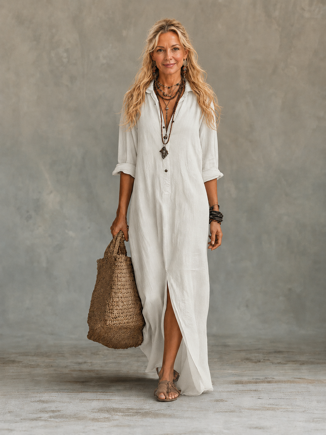 Vivienne | Maxi-jurk met knopen voor dames