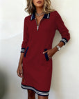 Helene | Casual lange mouwen jurk met ritssluiting