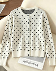 Gesine | Gebreid vest met polkadots en ronde halslijn