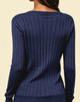 Stina | Gebreid V-hals shirt met medium stretch