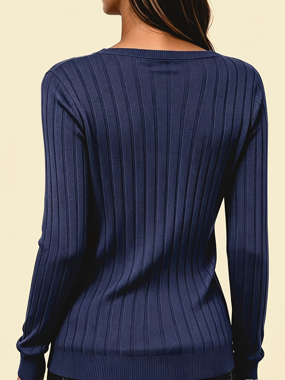 Stina | Gebreid V-hals shirt met medium stretch