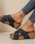 Olga – boheemse sleehak sandalen met kruisbanden