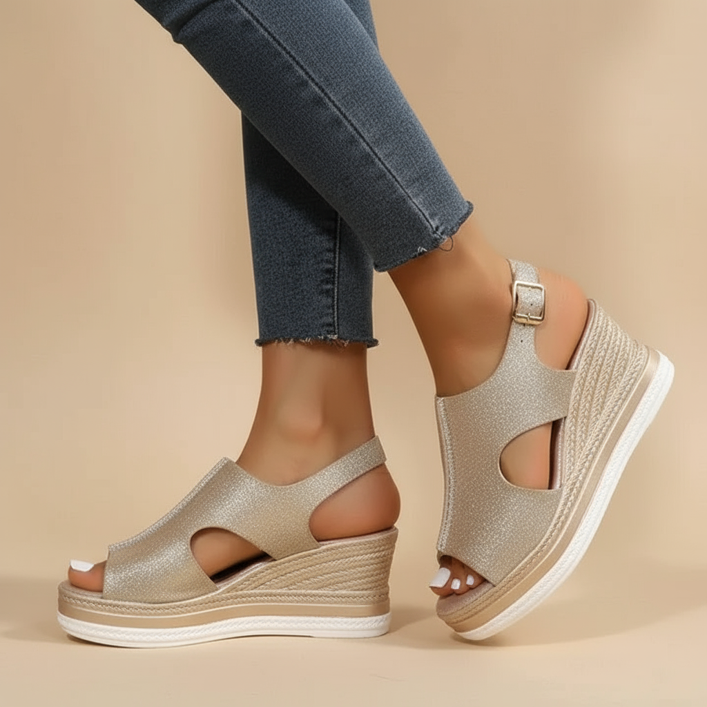 Margit – ontspannen metallic hak sandaal