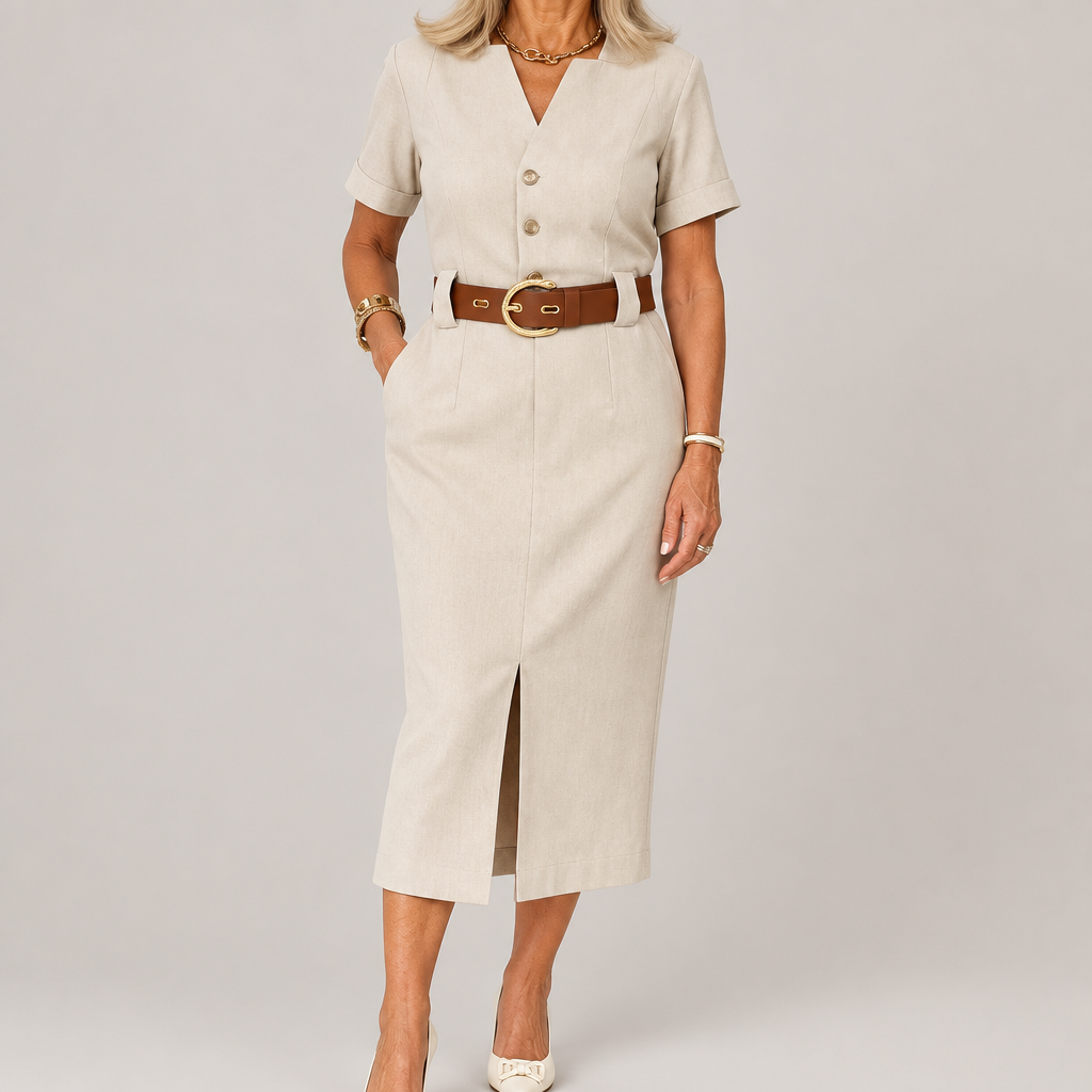 Heidi | Jurk met Knopen en Split