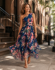 Celeste | Een-Schouder Bloemen Maxi