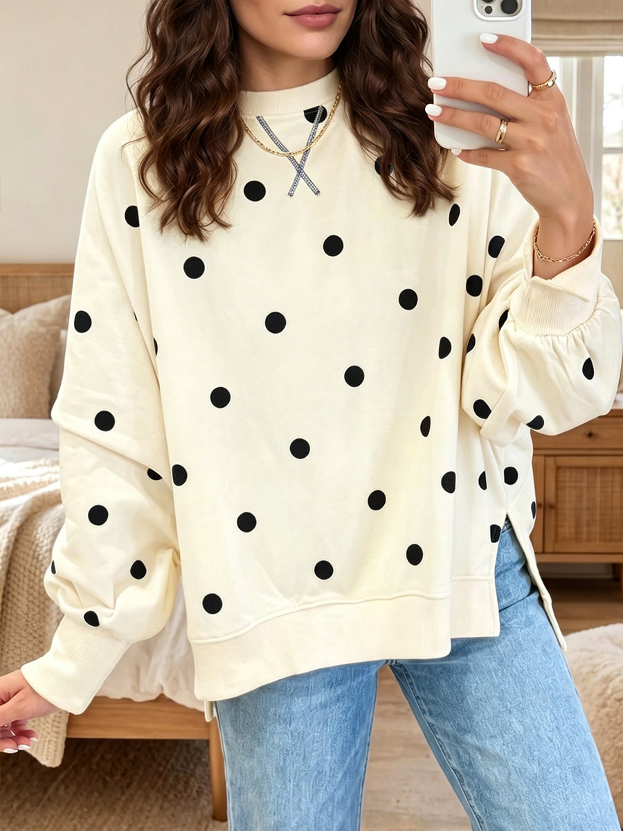 Kea | Relaxed Sweatshirt met Polka Dot Print