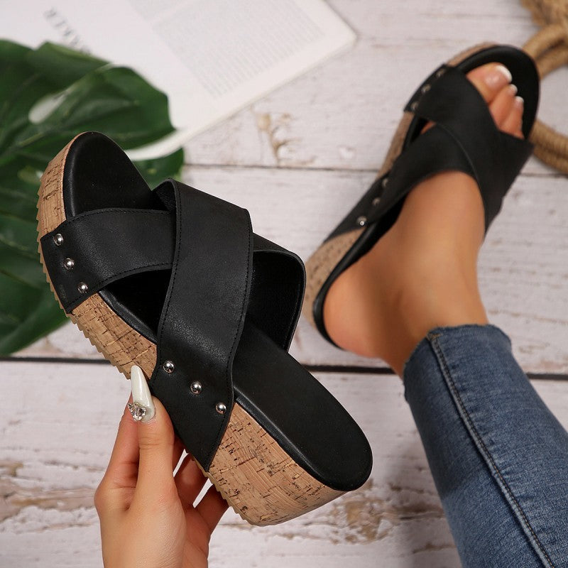 Olga – boheemse sleehak sandalen met kruisbanden