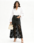 Cyrieke | Denim Rok met Kanten Zoom