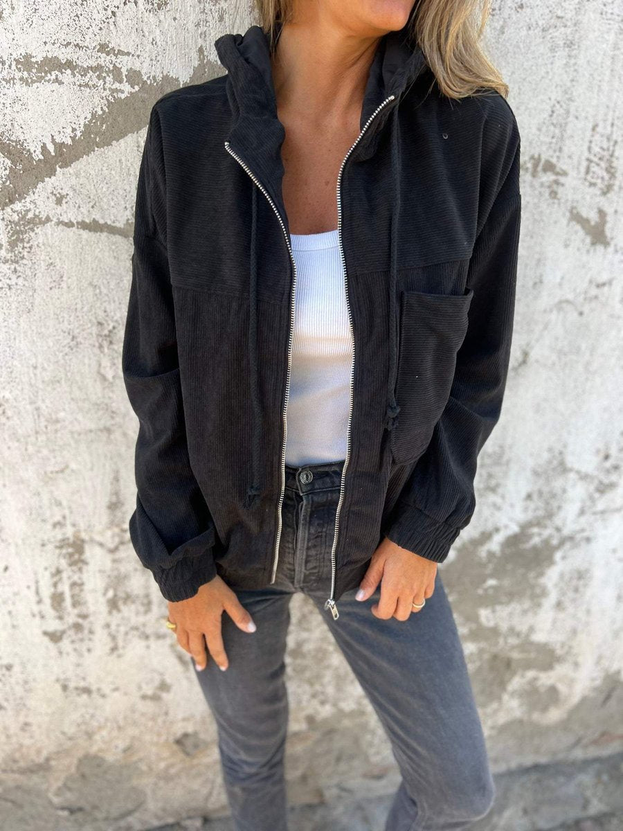 Lauren | Geribbelde Zip-Up Hooded Jacket