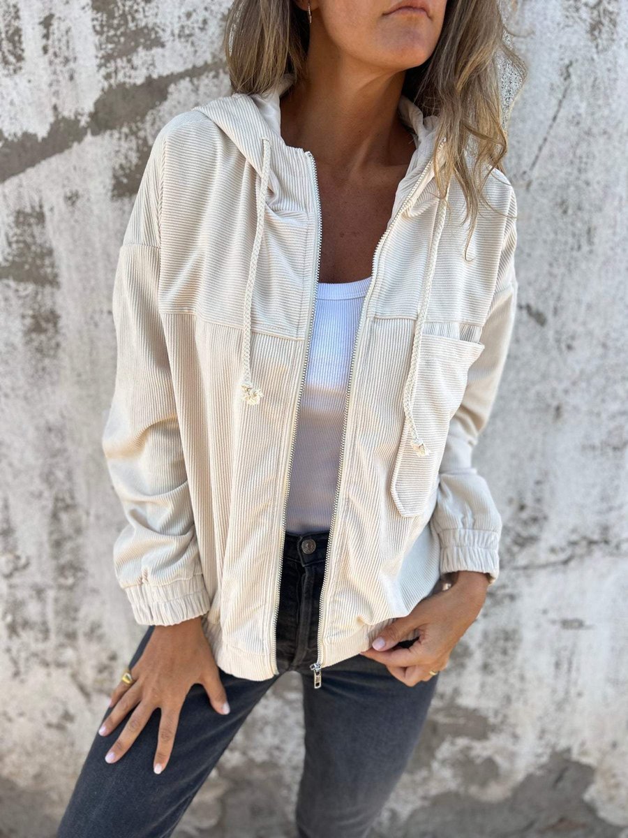 Lauren | Geribbelde Zip-Up Hooded Jacket