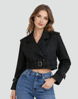 Bridget | Cropped Belted Trench Jacket