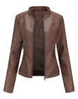 Camille | Staande Kraag Zip-Up Moto Jacket