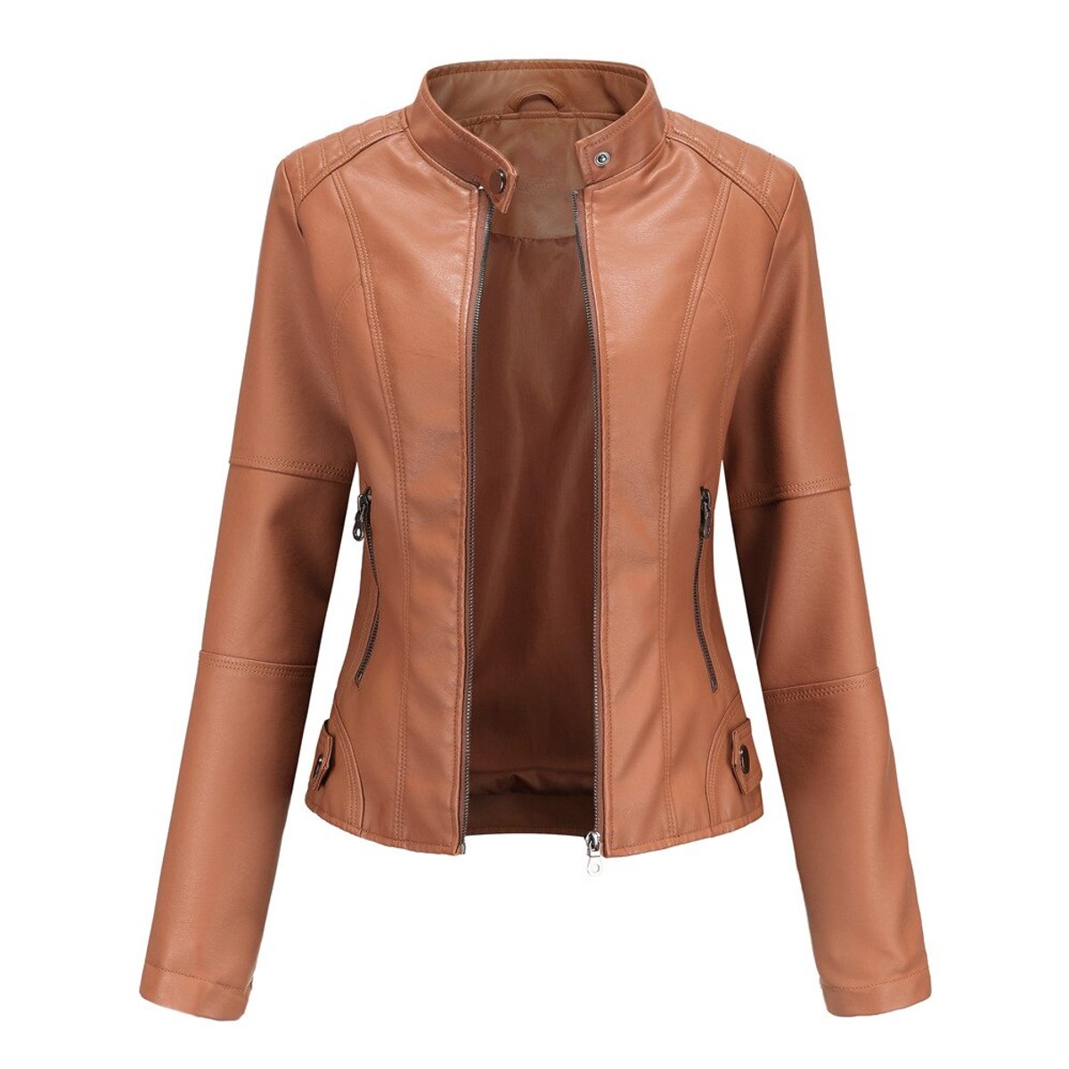Camille | Staande Kraag Zip-Up Moto Jacket