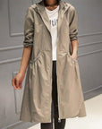 Cornelia | Gewatteerde Lange Trenchcoat met Capuchon
