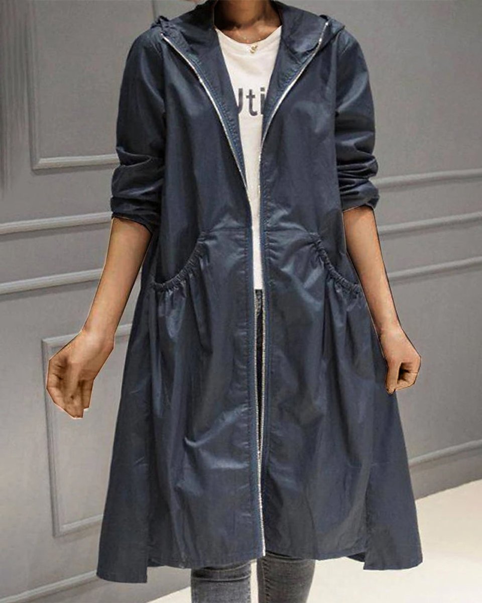Cornelia | Gewatteerde Lange Trenchcoat met Capuchon