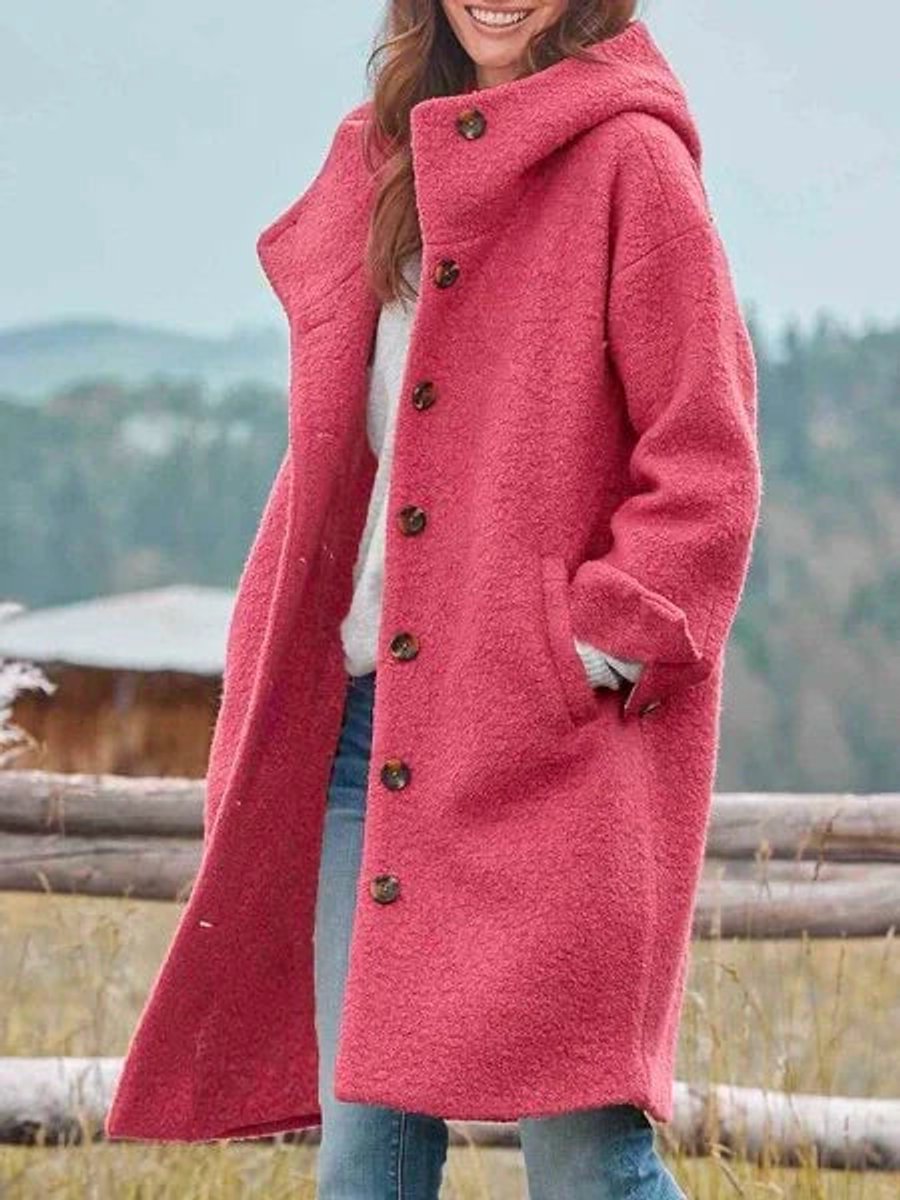 Eleanor | Lange Hooded Knopenfront Jas