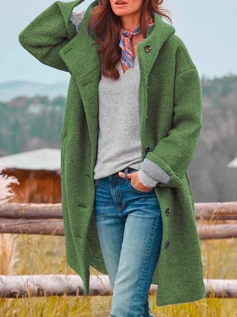 Eleanor | Lange Hooded Knopenfront Jas