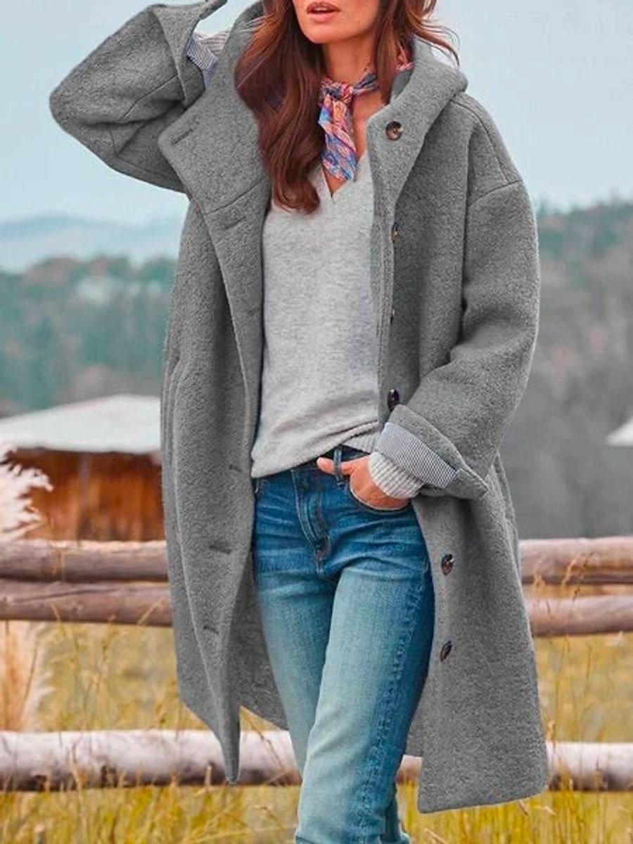 Eleanor | Lange Hooded Knopenfront Jas