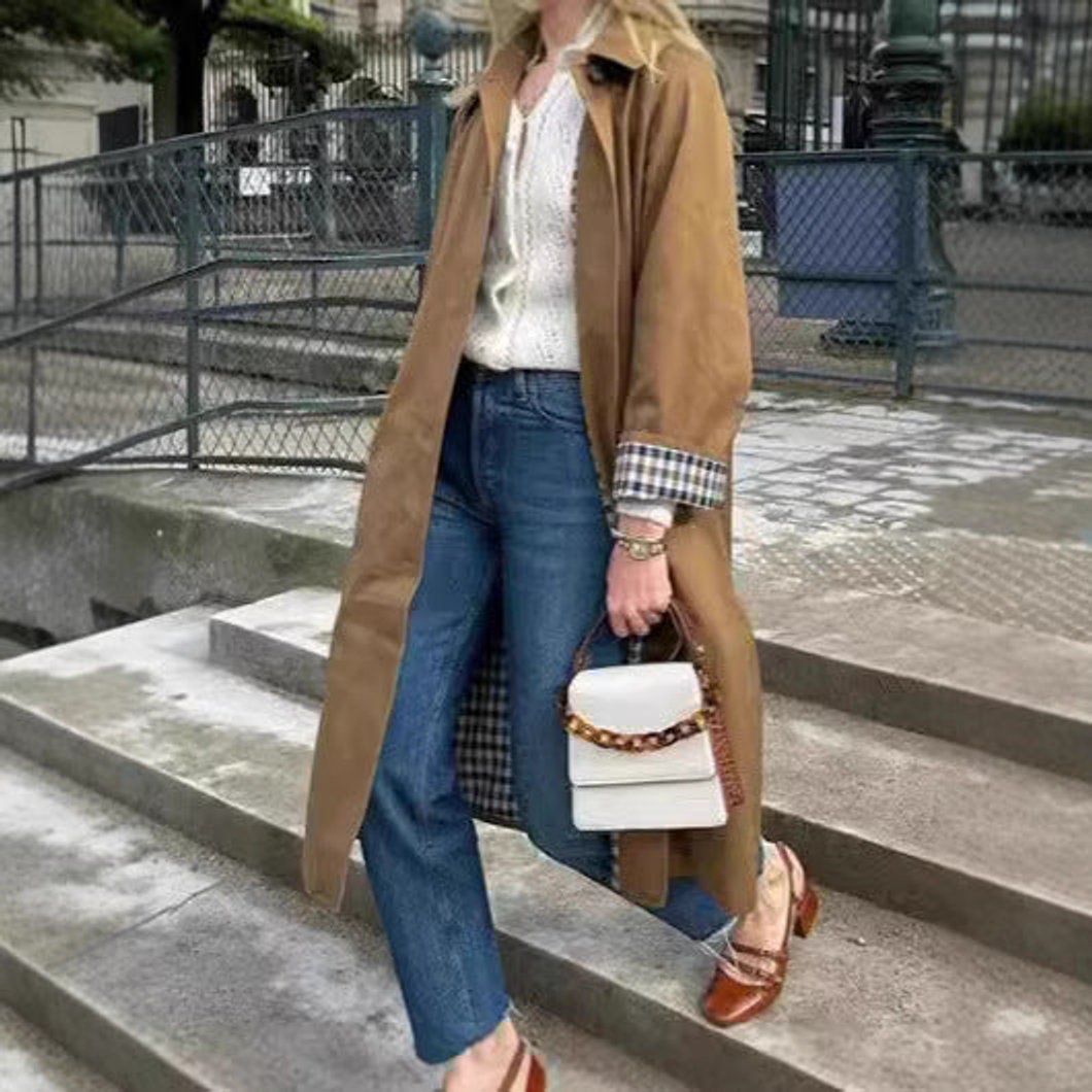 Lucia | Verfijnde Overmaatse Lange Trenchcoat