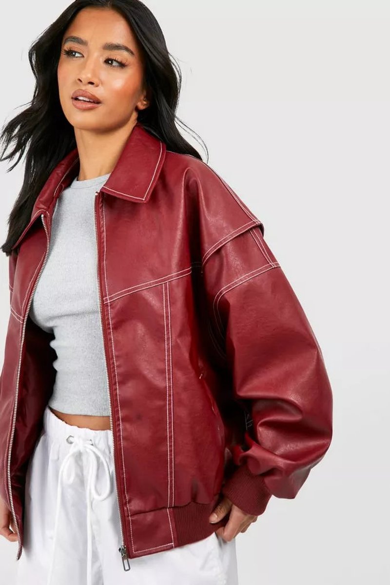 Renée | Oversized Contrast-Stitch Bomberjack