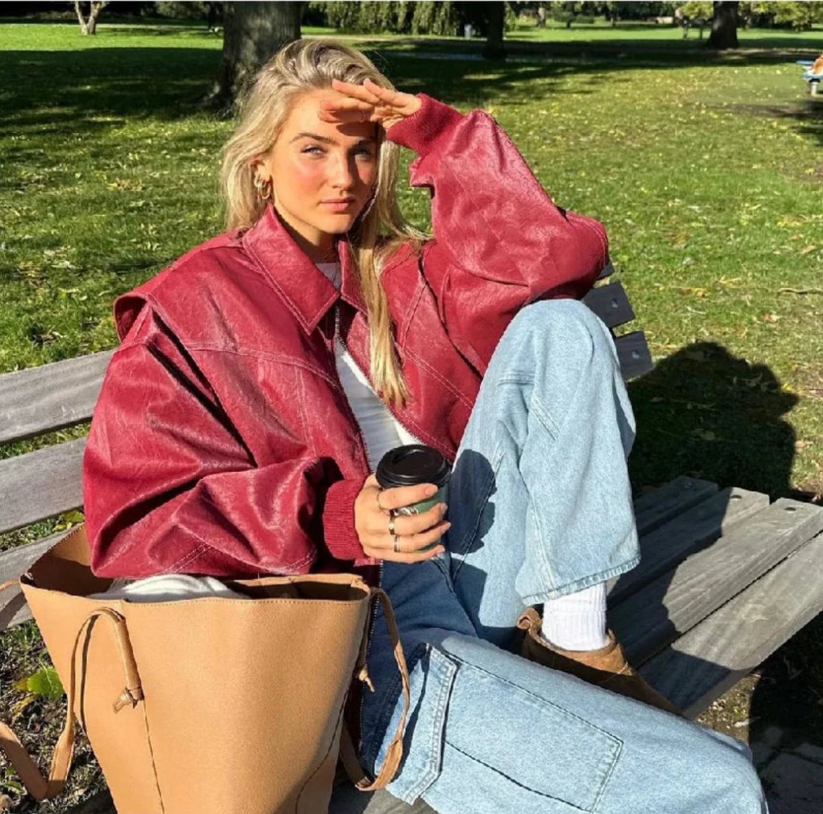 Renée | Oversized Contrast-Stitch Bomberjack