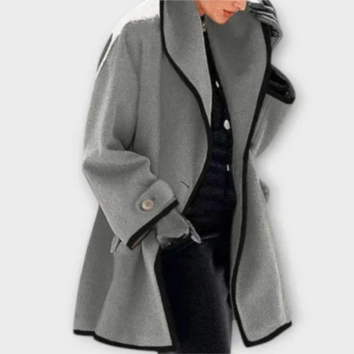 Flora | Oversized Contrast-Trim Jas